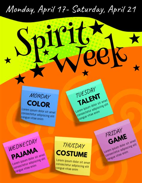 Spirit Week Template Free